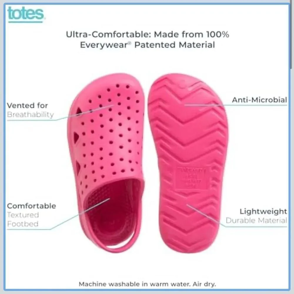 Kids Totes Pink Slip-On Waterproof Shoes Lightweight Size T 11-12 NEW
